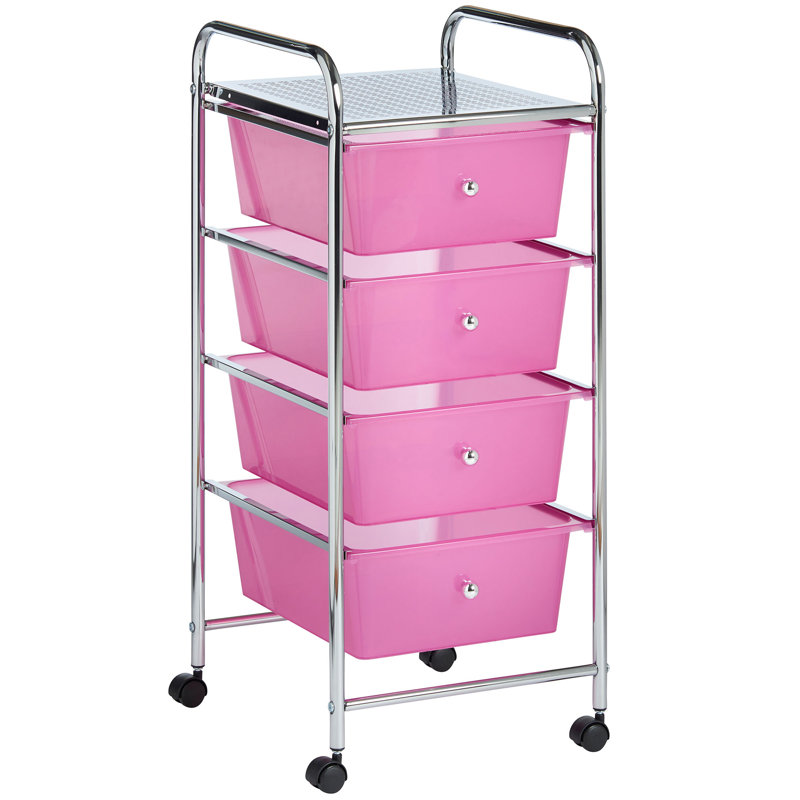 76cm H x 32cm W Utility Cart with Wheels, Pink