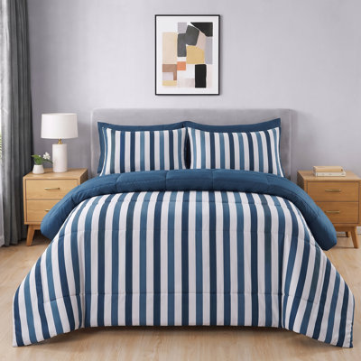3-Piece Modern Geometric Microfiber Comforter Set, Double Queen Size, Grey and Mustard Yellow, All-Season Bedding