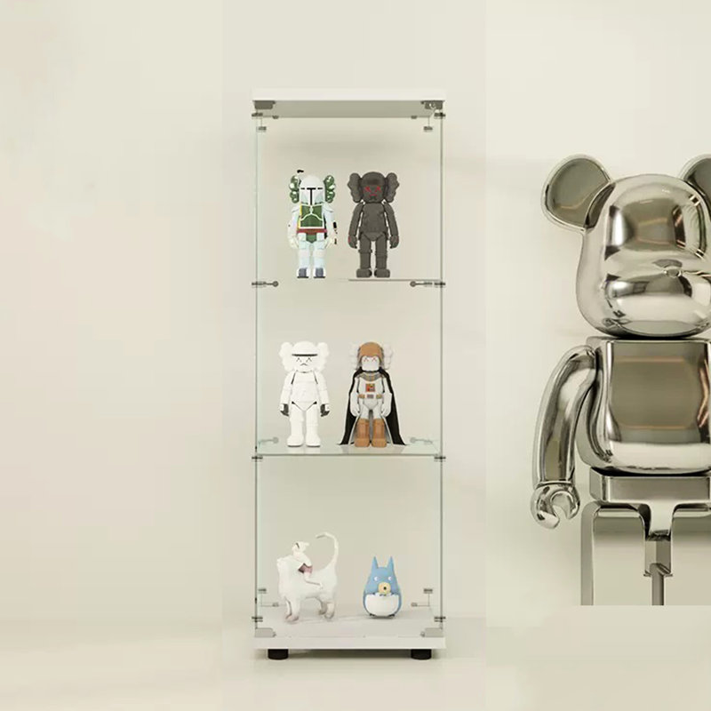 Armoire en verre blanche à 3 tablettes, une porte - Vitrine décorative moderne pour vos trésors