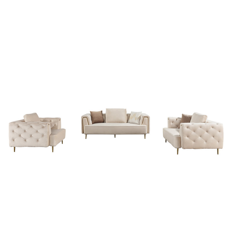 Fauteuil en velours gris AED-D832, Velours crème