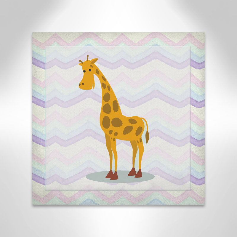 Décalcomanie murale «Pink Giraffe Time», Canevas, H 24 po x l 24 po x P 1,5 po