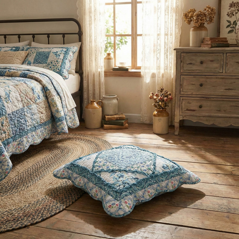 Taie décorative en coton Floral