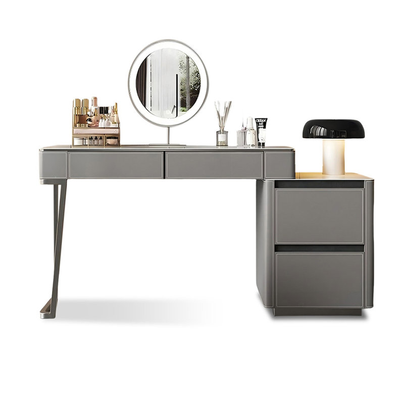 Coiffeuse de maquillage avec miroir lumineux, 4 tiroirs