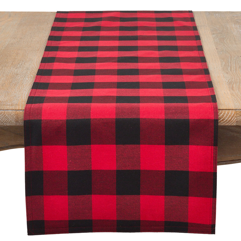 Red Buffalo Plaid Collection Classic Checked Cotton Blend Table Runner, 16" D x 90" L