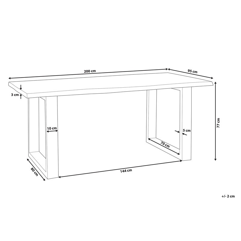 Hummell Acacia Solid Wood Dining Table, H77 x L200 x W95