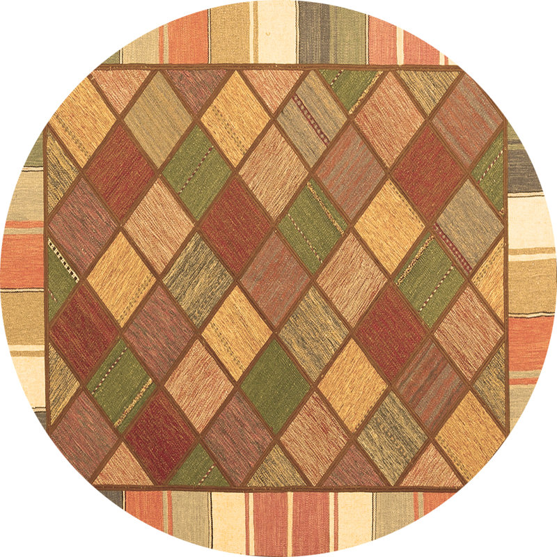 Washable Geometric Indoor Rug, Round 4'