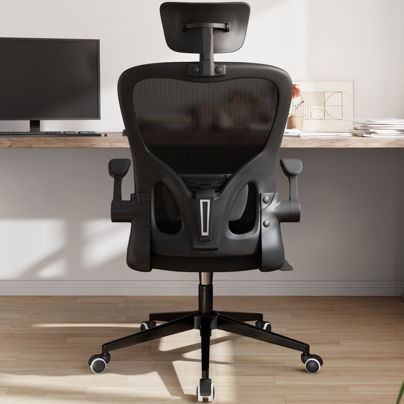 Cadell Ergonomic Office Chair, Home Office Desk Chairs with Lumbar Support, 3D Headrest and Flip Up Arms, Rockable Swivel
