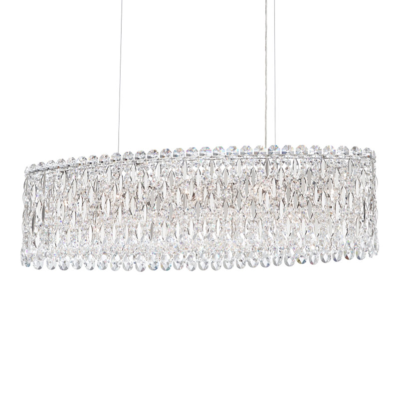 Sarella 12 Light 36in Oval Chandelier in Polished Stainless Steel with Clear Heritage Handcut Crystals, Chinese (K9)