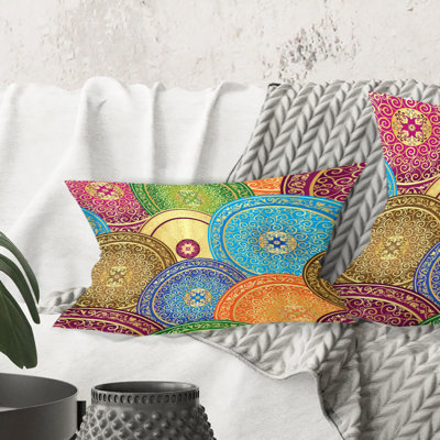 Circular Retro Design IV - Mid-Century Modern Printed Throw Pillow