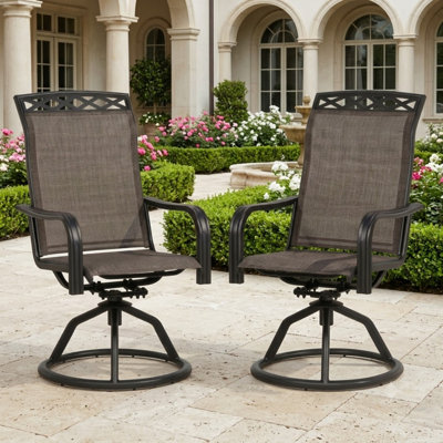  Ensemble de chaises de patio à bascule pivotantes pour l'extérieur 2 pièces Yardgrace