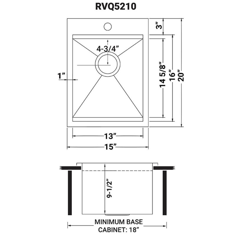 Ruvati Marine Grade T-316 Workstation Topmount RV Boat Outdoor Sink Stainless Steel, 20" L x 15" W