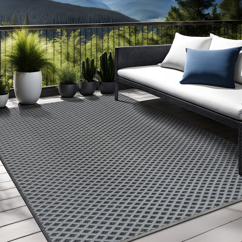 Tapis extérieur diamant, Rectangle 8' x 10', Gray