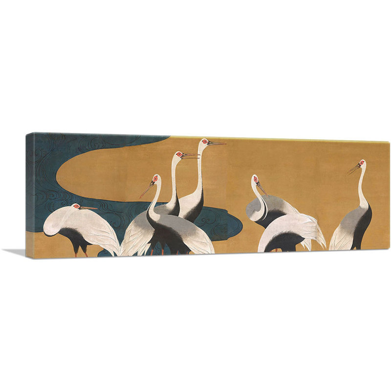 «Cranes» par «suiveur de Sakai Ho s'il-vous-plaît» par Sakai Hoifi - reproduction d'art sur toile panoramique