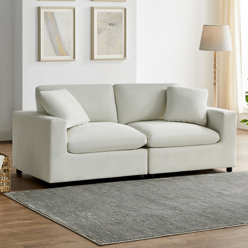 Vinessa Modular 2-Piece Sofa, Ivory Performance Polyester
