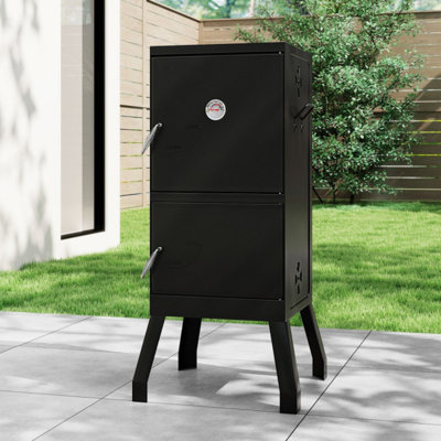 Barbecue vertical à deux niveaux pour l'extérieur avec thermomètre