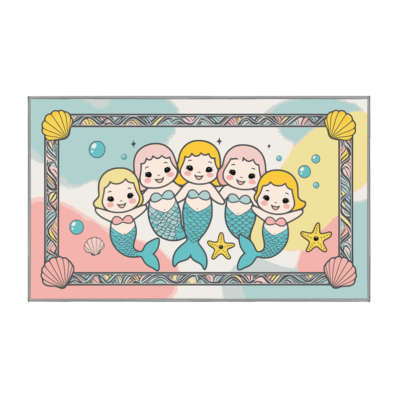 Tapis pour enfants Sunside Sails Mermaids Ocean, Rectangulaire 2 pi x 3 pi