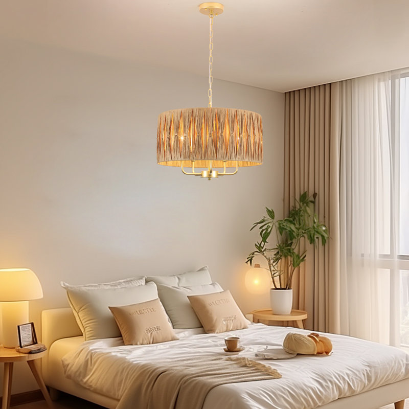 Lustre de style chandelier à 5 lumières de style chandelier bohémien à intensité variable de 19 po pour la cuisine, le couloir et la chambre à coucher