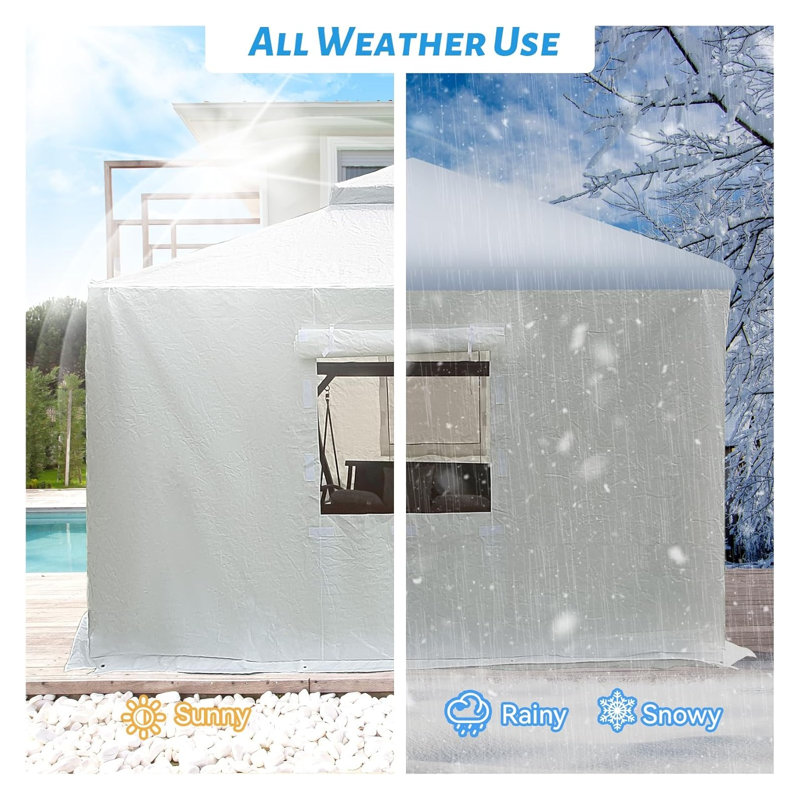 12'x12' Universal Hardtop Gazebo Cover with Sidewalls, Waterproof Winter Enclosure for Outdoor Patio & Garden Furniture Protection, White