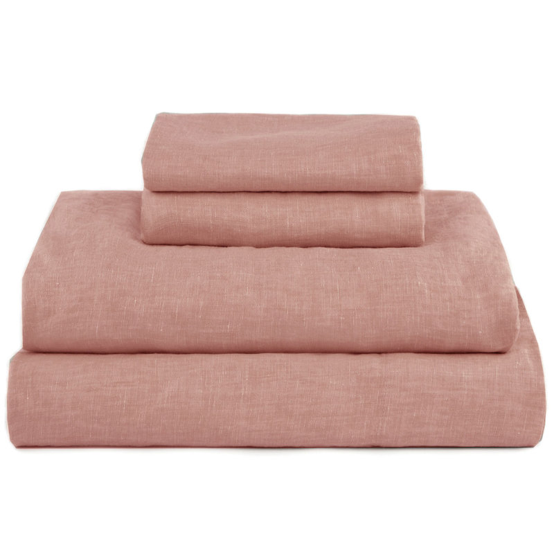 100% French Linen Sheet Set, White, Queen Sheet Set with 2 Pillowcases