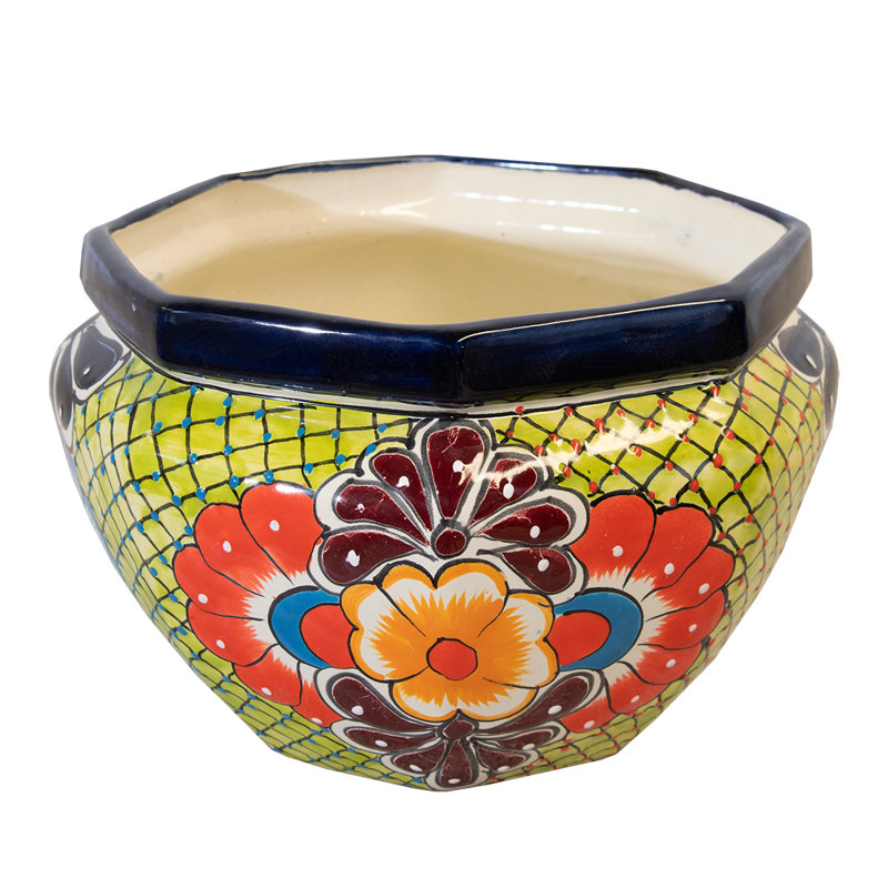 Desert Bloom Talavera Octangular Planter in Green