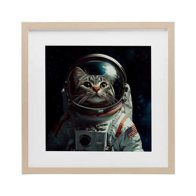 Catstronaut Cat Astronaut, reproduction encadrée sous verre, conception de Jim Baldwin, H 16 po x l 16 po