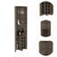 Armoire de coin Essential, trois tablettes, huit porte-bouteilles encastrés, deux tablettes latérales brun foncé