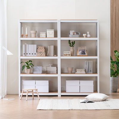 Étagère à 5 niveaux en acier stratifié blanc moderne 48 "pour maison et garde-manger
