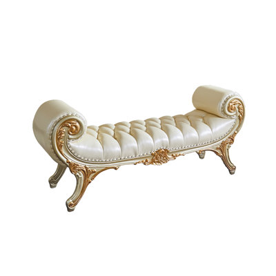 Banc rembourré en cuir véritable