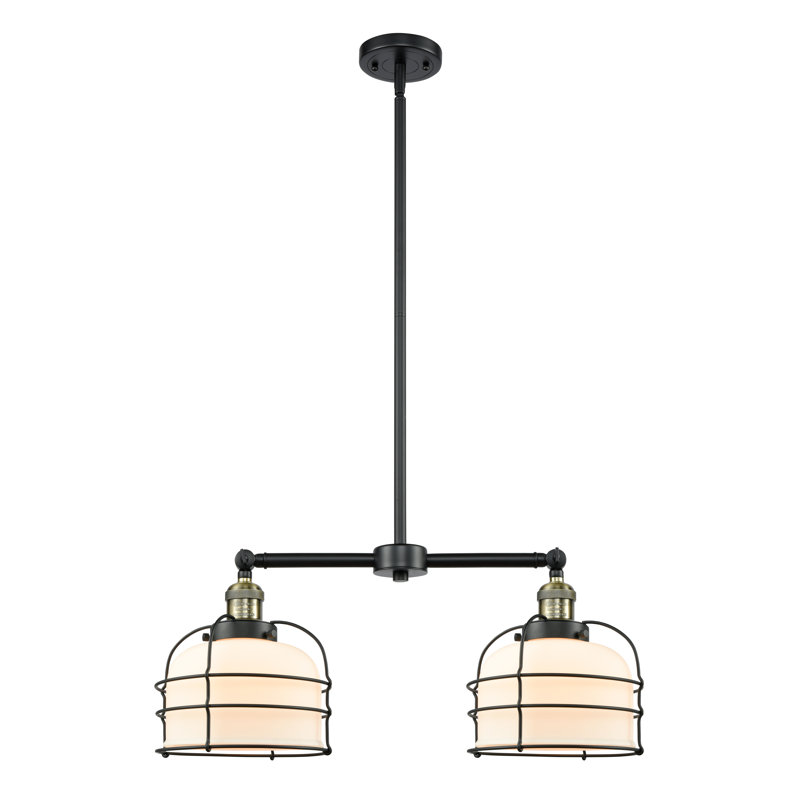 Shufelt 2 - Light Kitchen Island Pendant, 6 Watt Vinage LED Bulb, Plated Smoke, Black Antique Brass