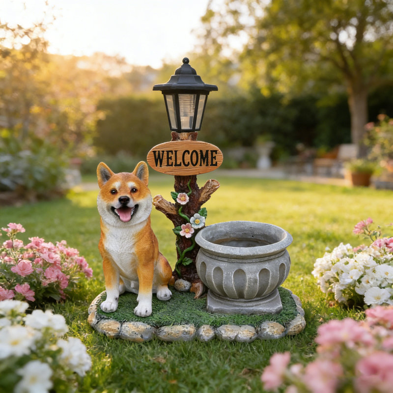 Statue de jardinière Akita