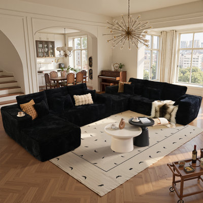 Cloudelle Plush Corduroy Modular Sectional With L-shape Chaise ,no Assembly Required