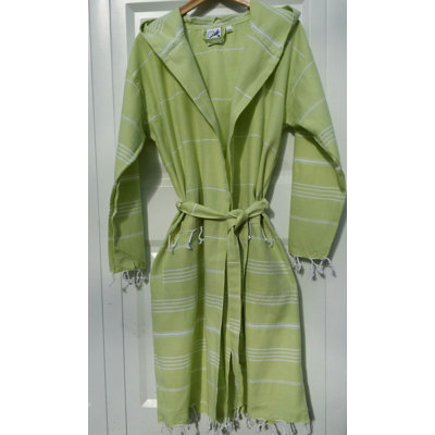 Genovese Cotton Gender Neutral Mid-Calf Bathrobe with Pockets and Hood