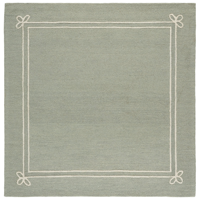 Laine touffetée à la main Martha Stewart; Tapis intérieur / extérieur en coton de couleur unie, Carré 6 pi