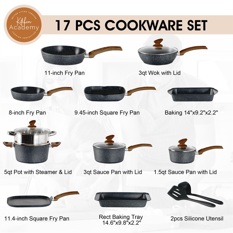 17 - Piece Non-Stick Aluminum Cookware Set
