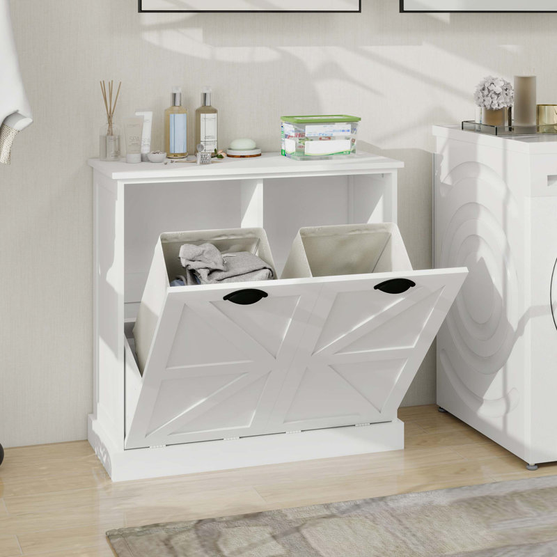 Two-Compartment Tilt-Out Laundry Sorter Cabinet