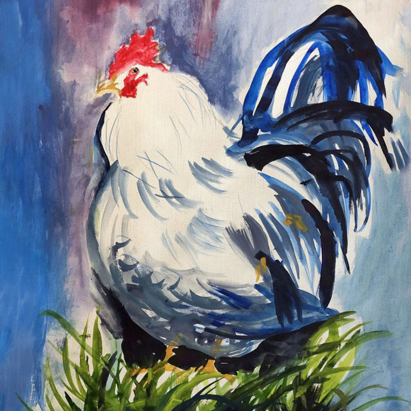 Coussin intérieur / extérieur bleu et blanc