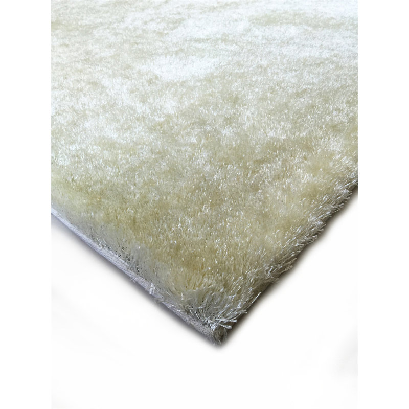 Tapis blanc touffeté à la main Hargett, Rectangle 8 pi x 11 pi