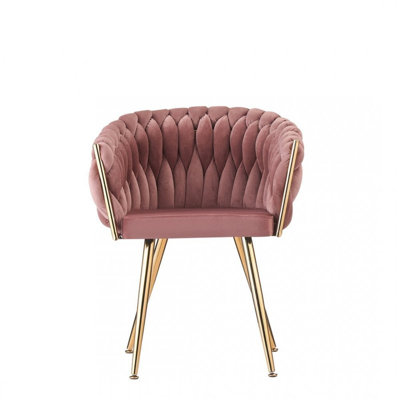 Abdurrahim Velvet Dining Chair - Ergonomic Tufted Back and Metal Legs - Button Back Armchair for Dining Room Living Room Restaurants