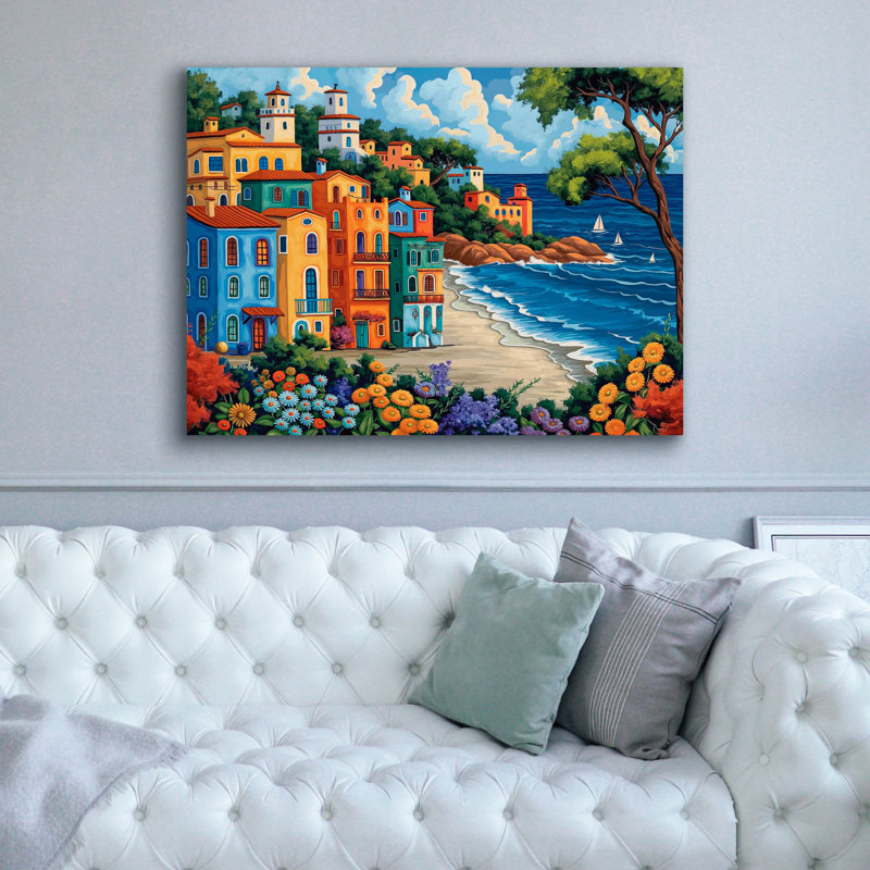  «Seaside Serenity» par Doron David, art mural sur toile, 54 po x 40 po