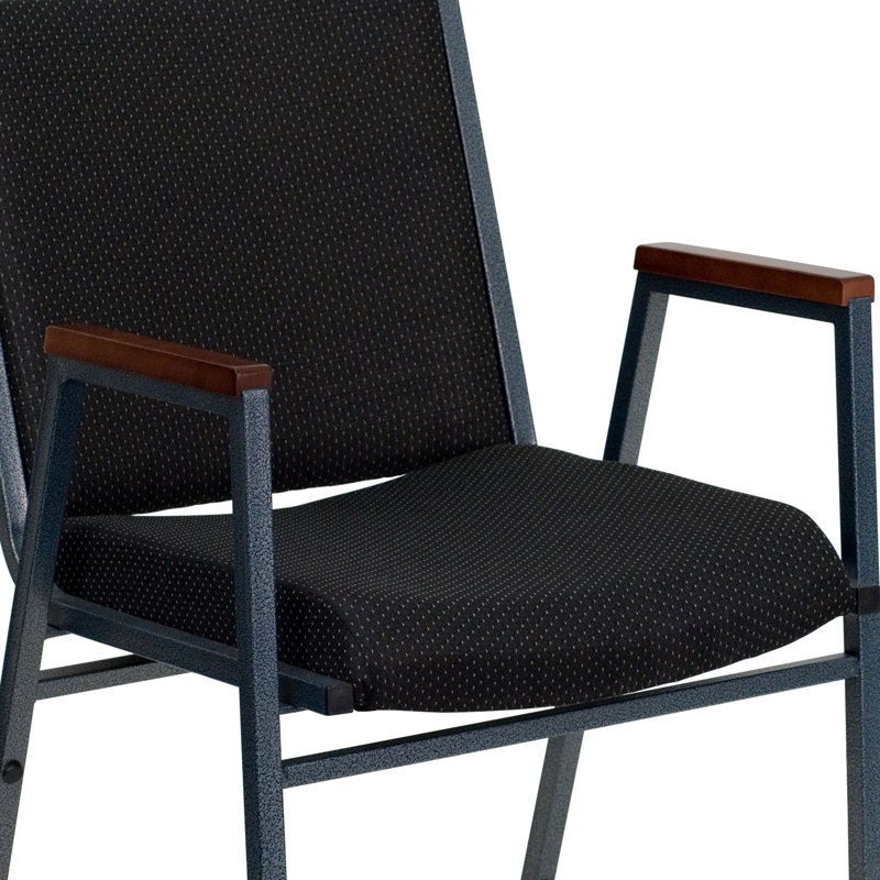 Hercules Series Black Dot Fabric Stacking Reception Chair with Arms