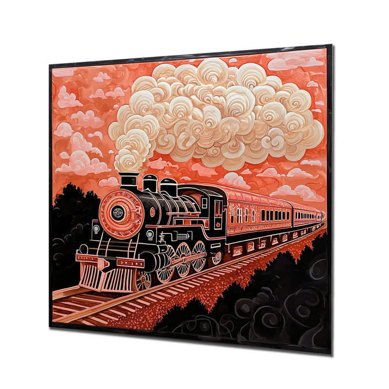 «Train Majestic Steam propulsé II - train, impression sur métal moderne, H 16 po x l 16 po