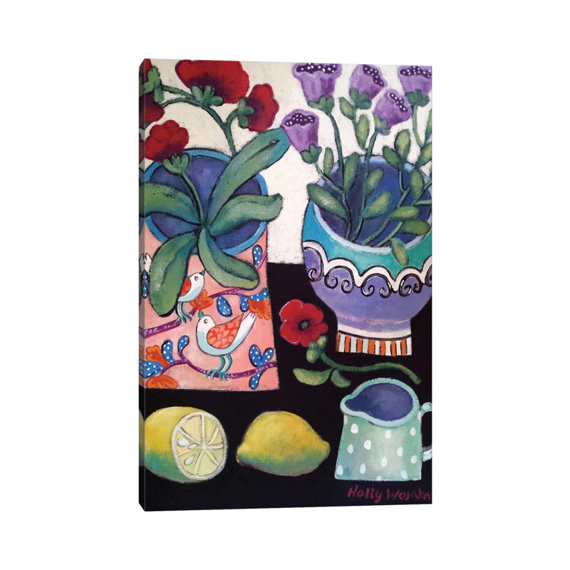 «Happy Still Life with Lemon» par Holly Wojahn, reproduction d'art sur toile tendue, H 12 po x l 8 po x P 0,75 po