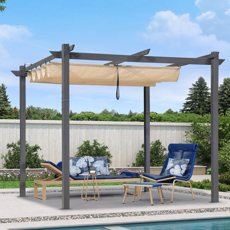 3m x 3m Aluminium Pergola, Khaki