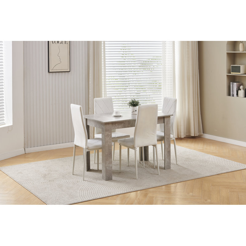 Dining Set, White Velvet Chairs#4