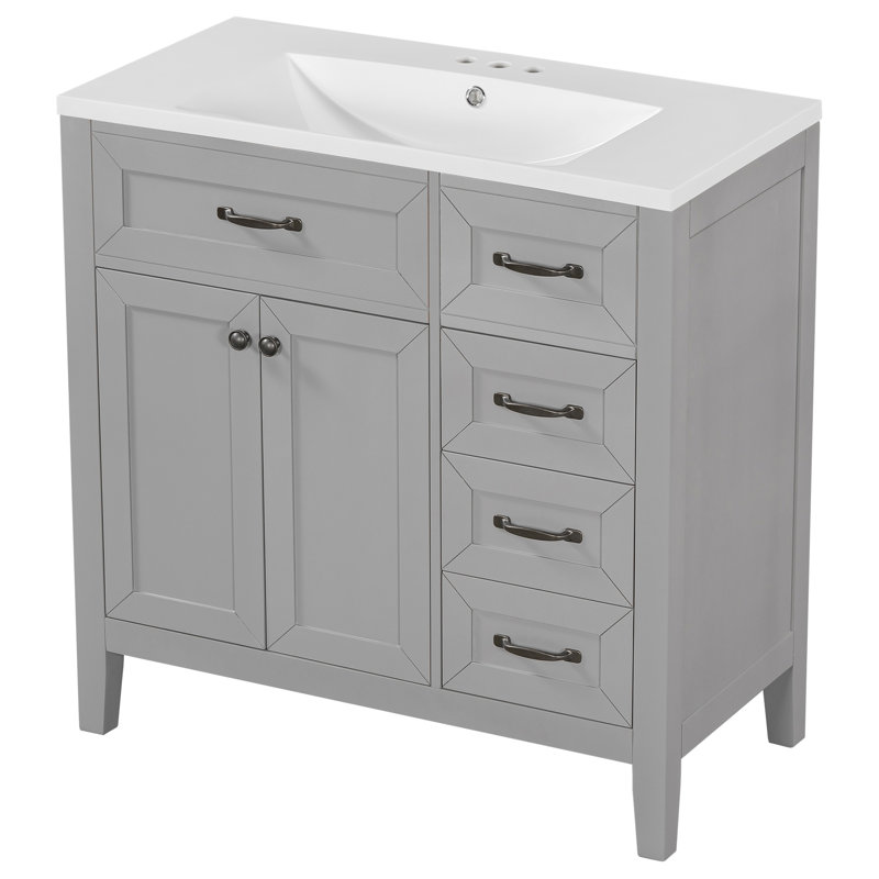 Meuble-lavabo élégant avec rangement spacieux et fabrication durable, Gris
