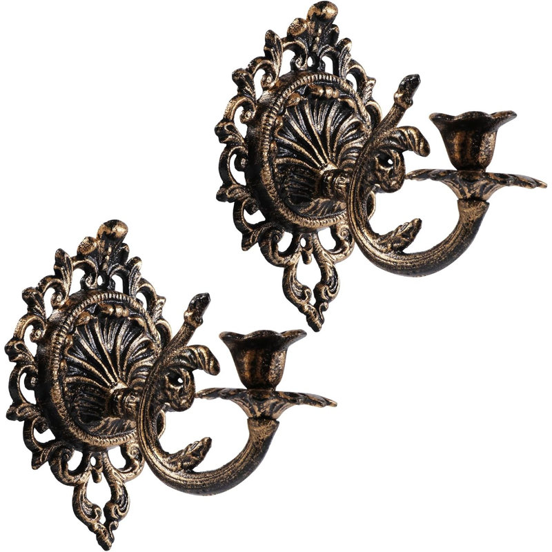 Antique Gold Wall Mounted Candle Holder