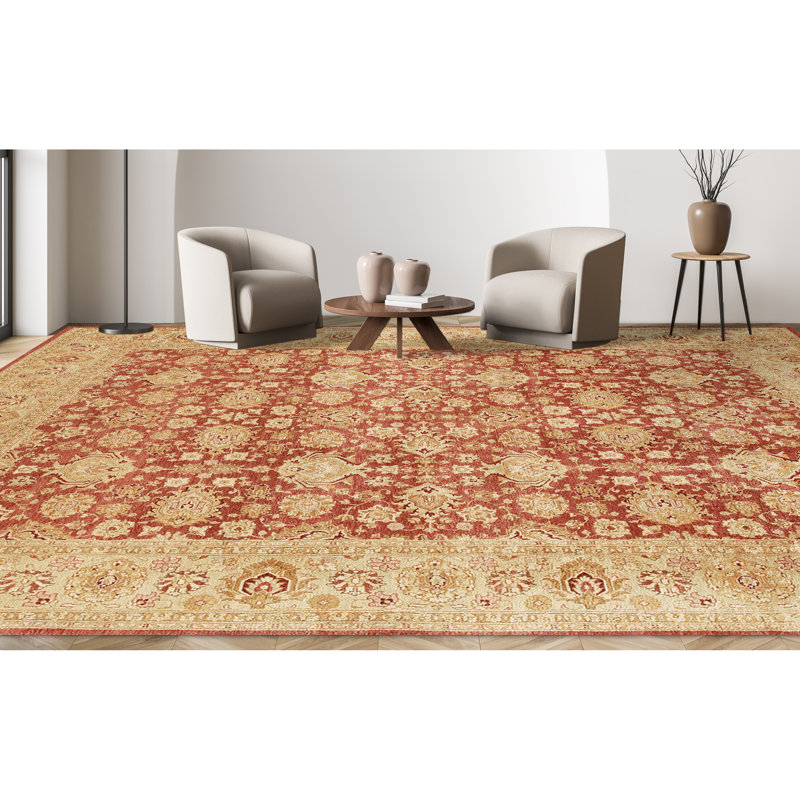 Wool Oriental Area Rug in Rust/Gold, Rectangle 8' x 10'