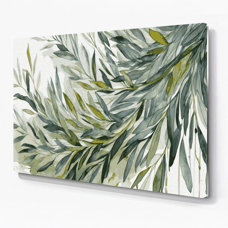 "Botanical Olive Branches", art mural en métal brun, H 16 po x l 20 po