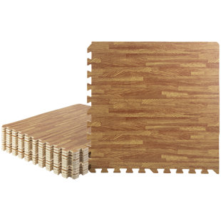 Stalwart EVA Foam Floor Tiles 12-Pack - 48 SQFT Woodgrain Puzzle Mats