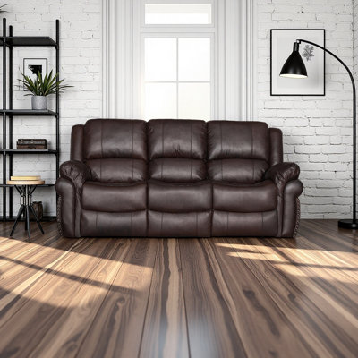 81.1"Reclining Sofa With Drop - Down Table – Dual Recliners & Riveted Charm